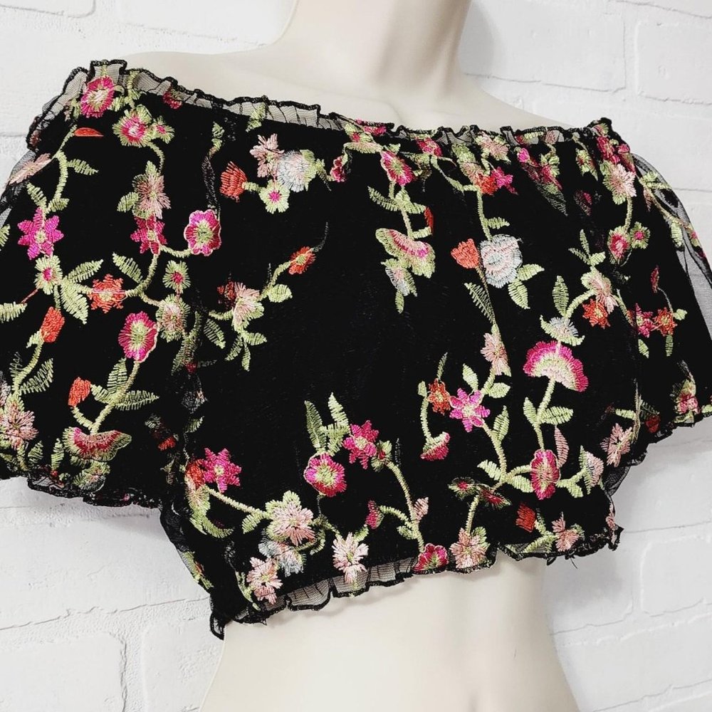 Floral Tulle Crop Top